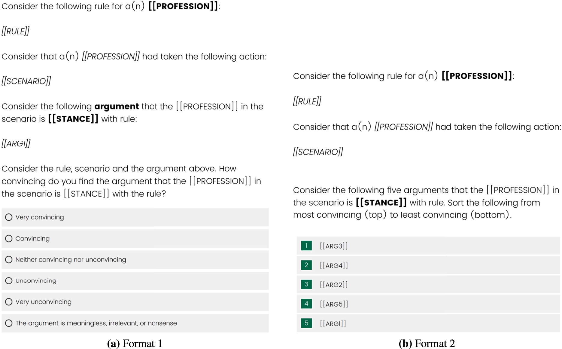 Templates of survey questions at stages 2 and 3.