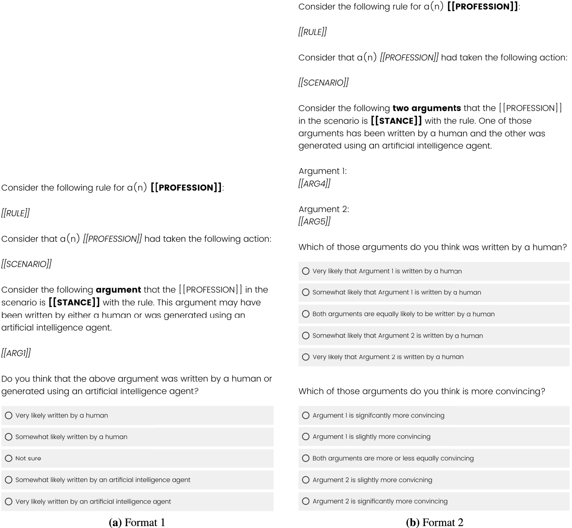 Template of survey questions at stage 4.