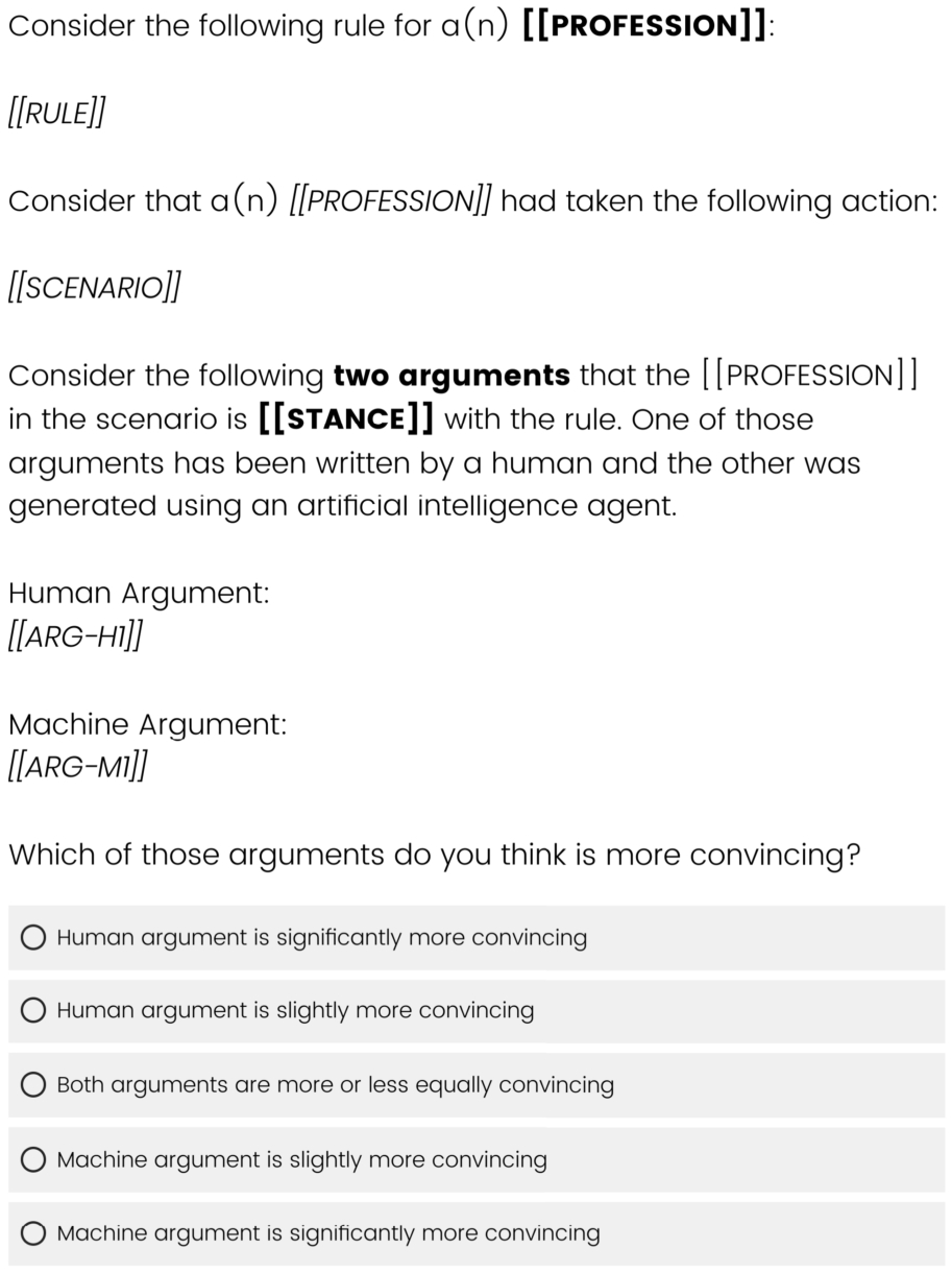 Template of survey questions at stage 5.