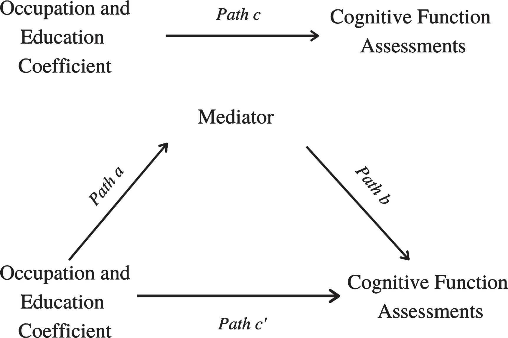 Diagram of paths in the mediation models.