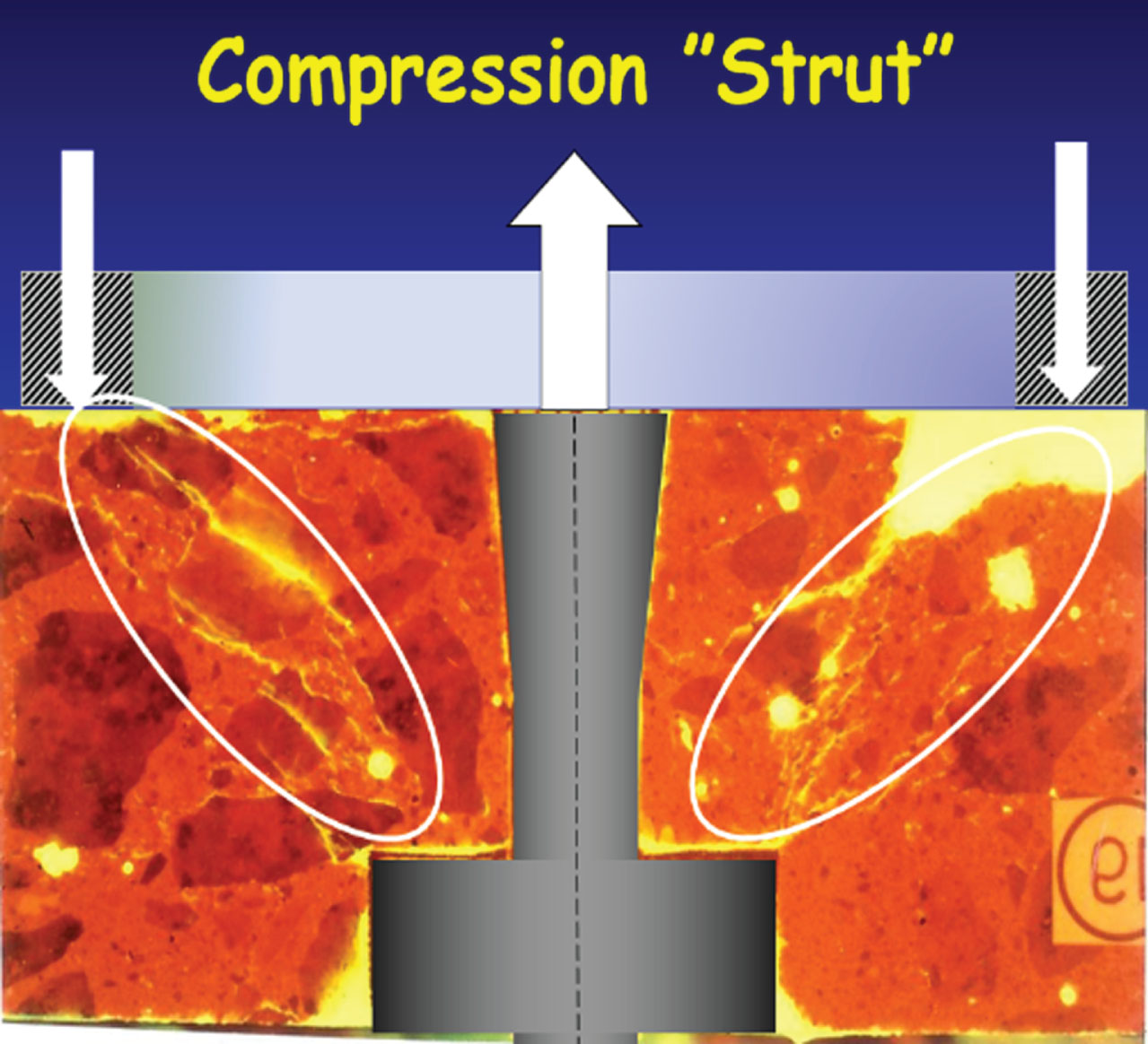Parallel microcracking in the “strut”, stage 2.