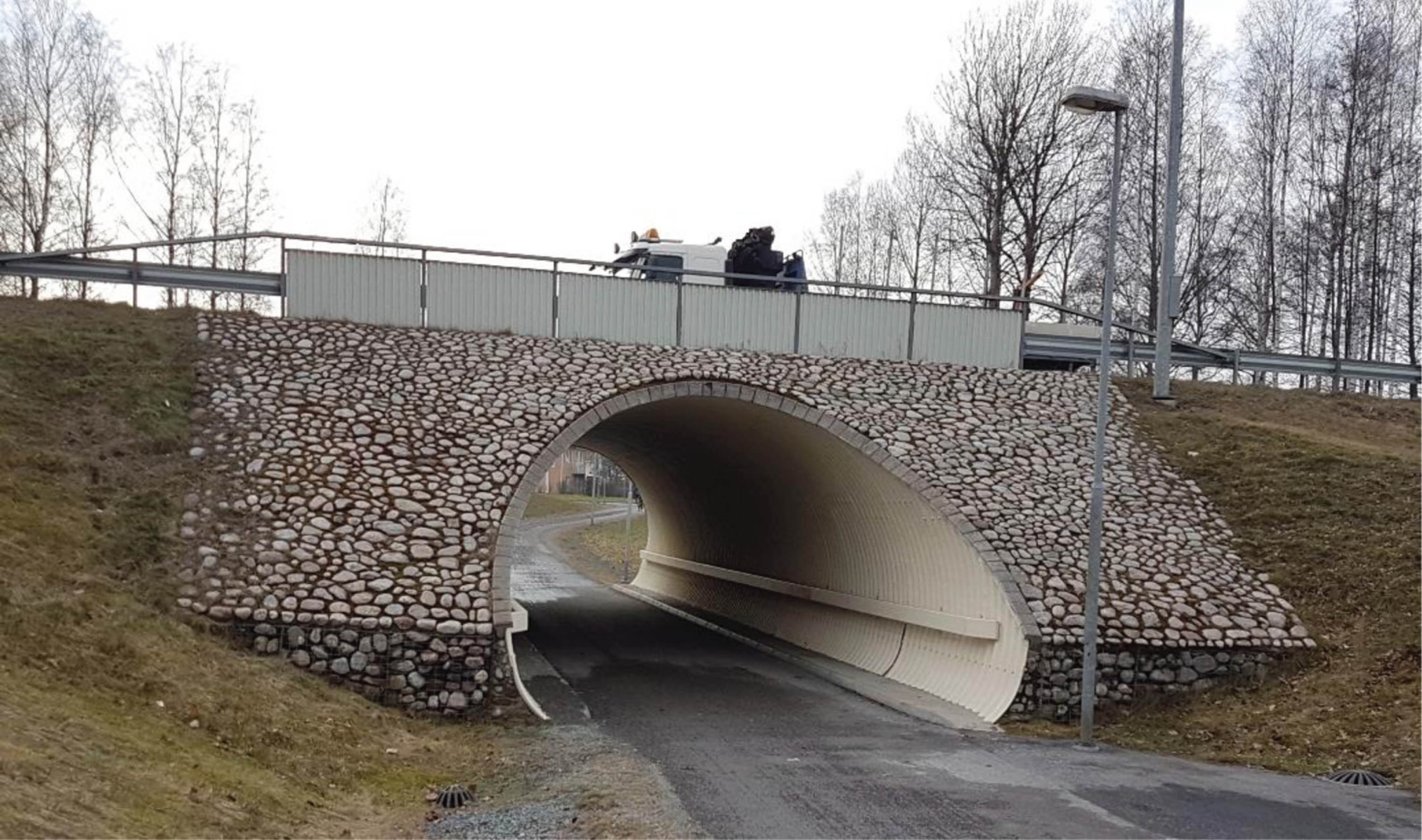 Soil-Steel Composite Bridge over a pedestrian walkway in Lidköping, Sweden.