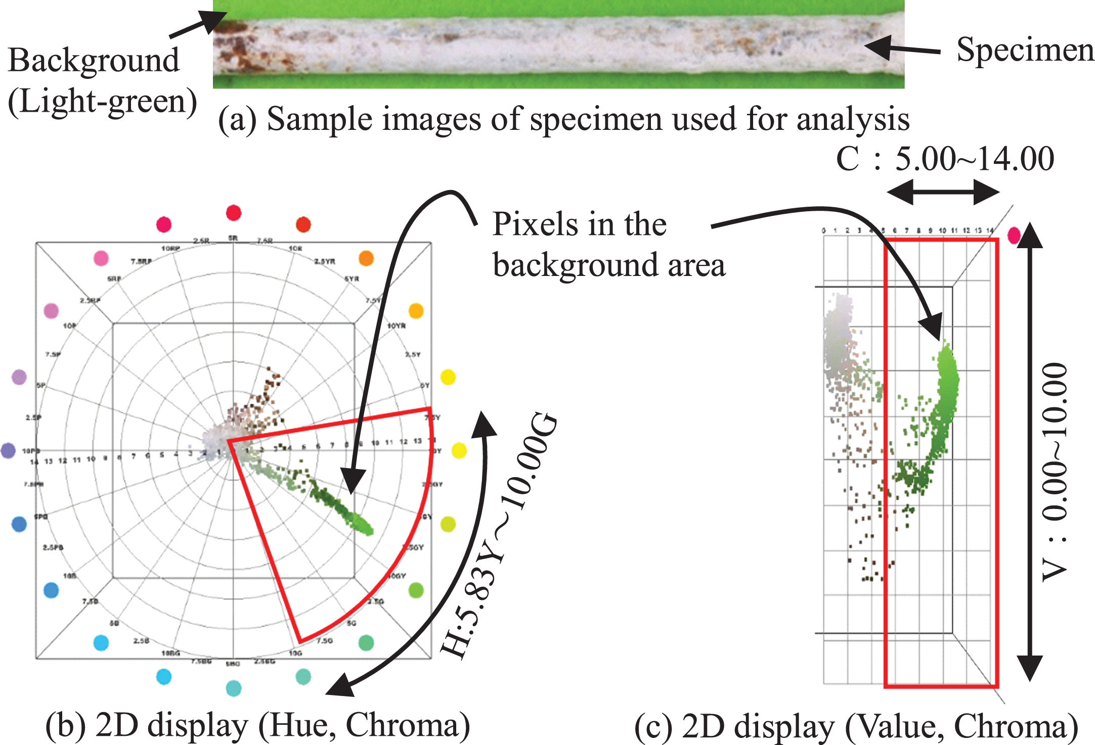 Example of analysis using a digital image color analysis.