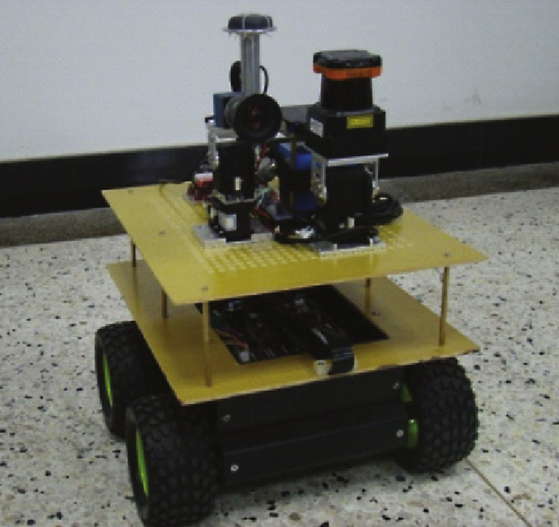A small ground mobile robot platform with size of 0.36 m (L)×0.35 m (W)×0.45 m (H).