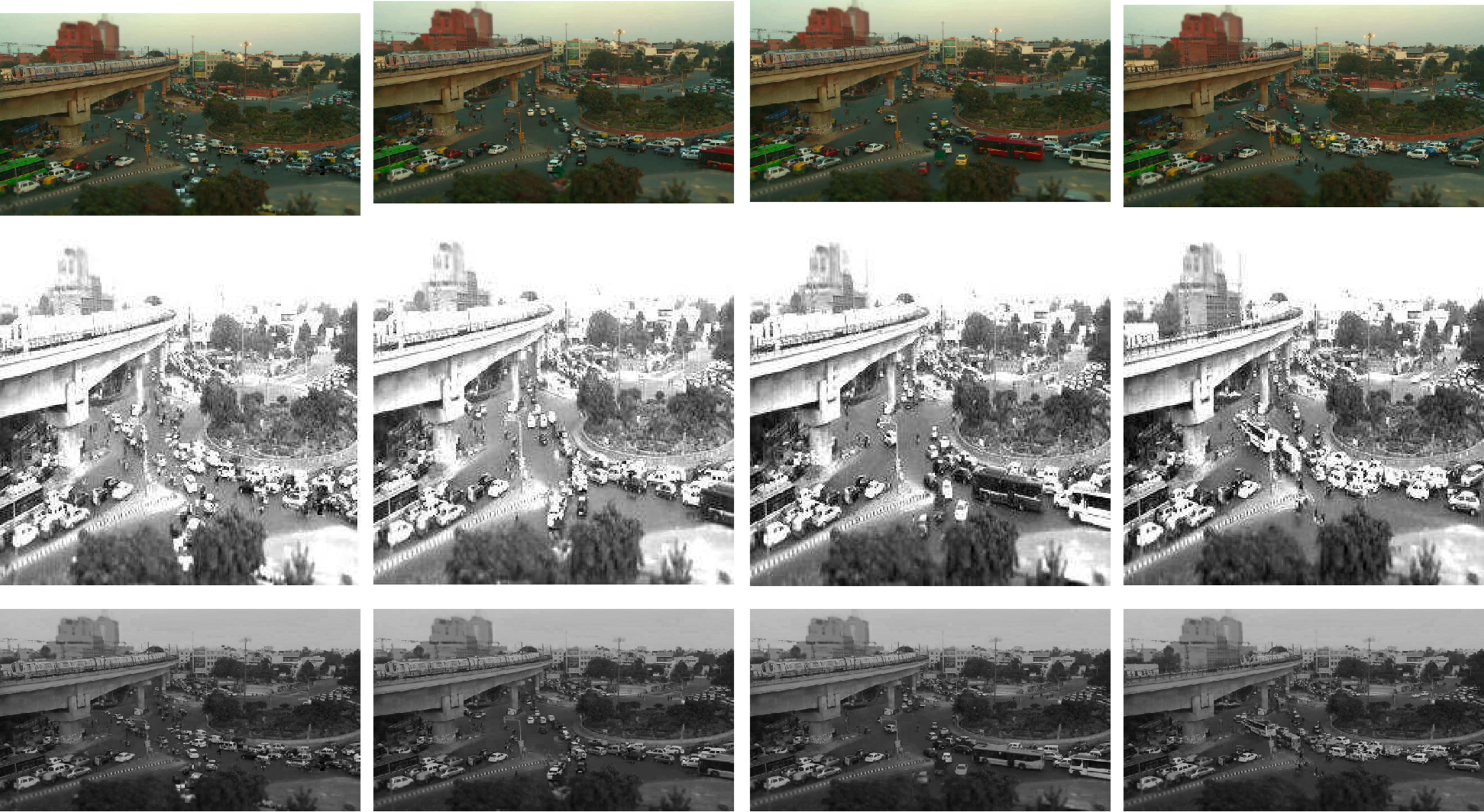 Input frames, Fuzzy contrast intensified image and the proposed algorithm’s output.
