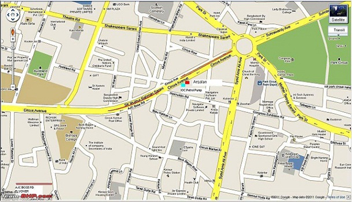 Seven point crossing park circus, Kolkata (collected from Google Map).