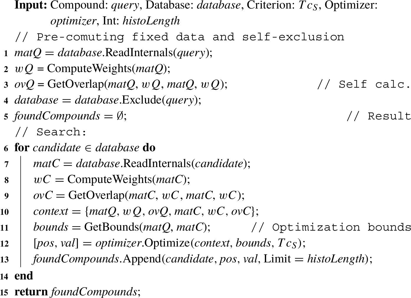 Standard process for exploring a compound database: