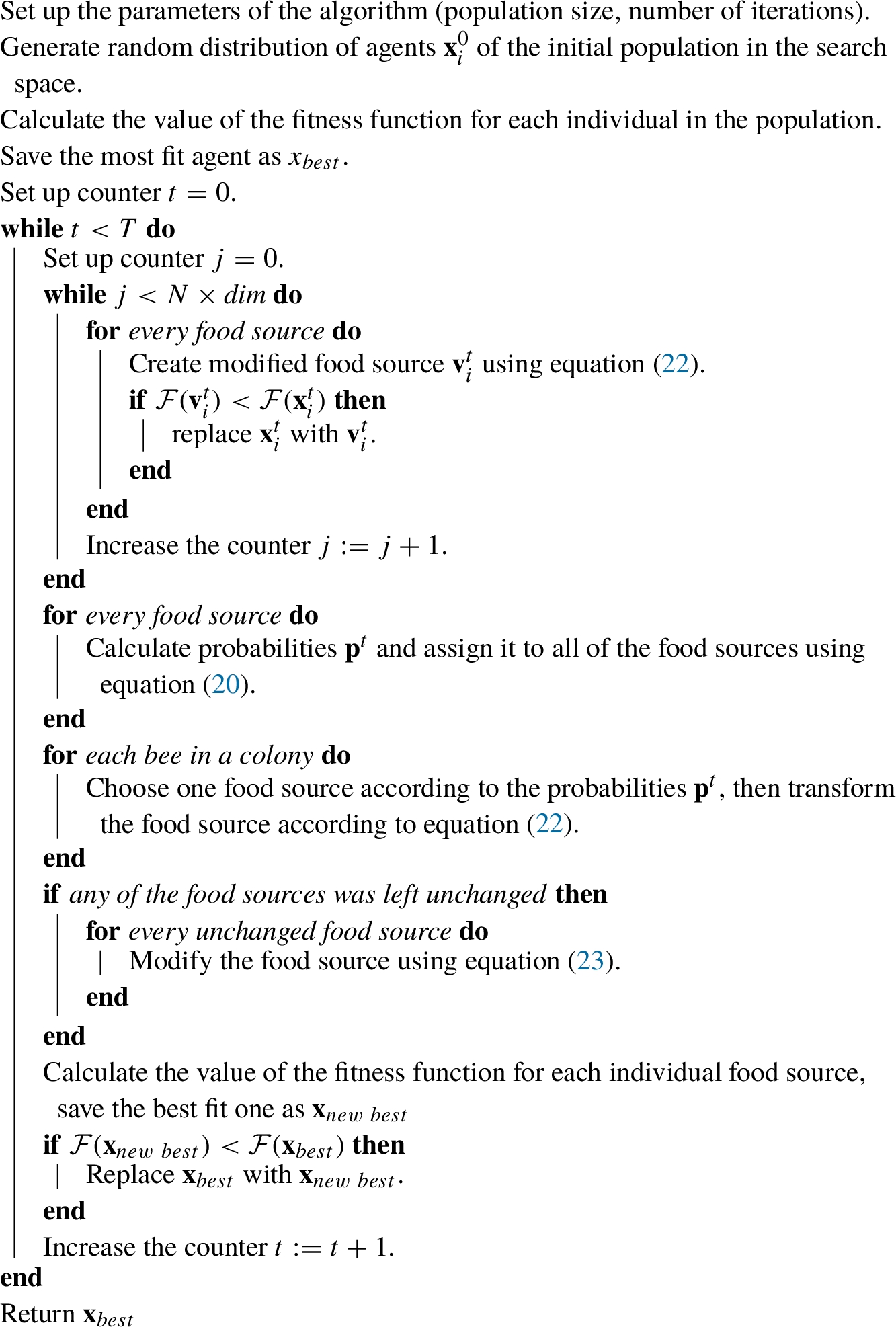 Pseudocode of ABC