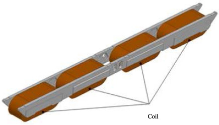 The three-dimensional structure of the electromagnet module.