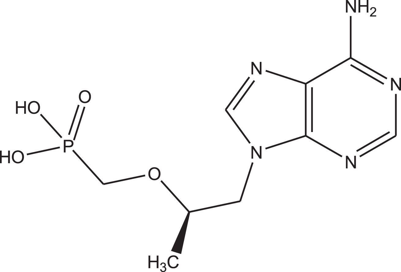 Chemical structure of the tenofovir.