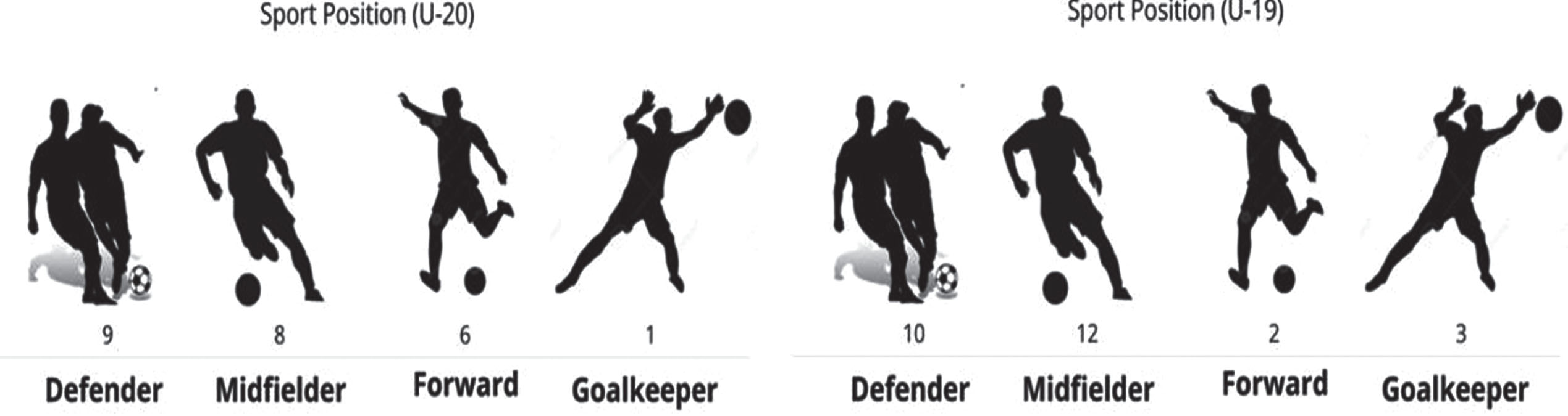 Distribution of Players by Sport Position in U-19 and U-20 Categories.