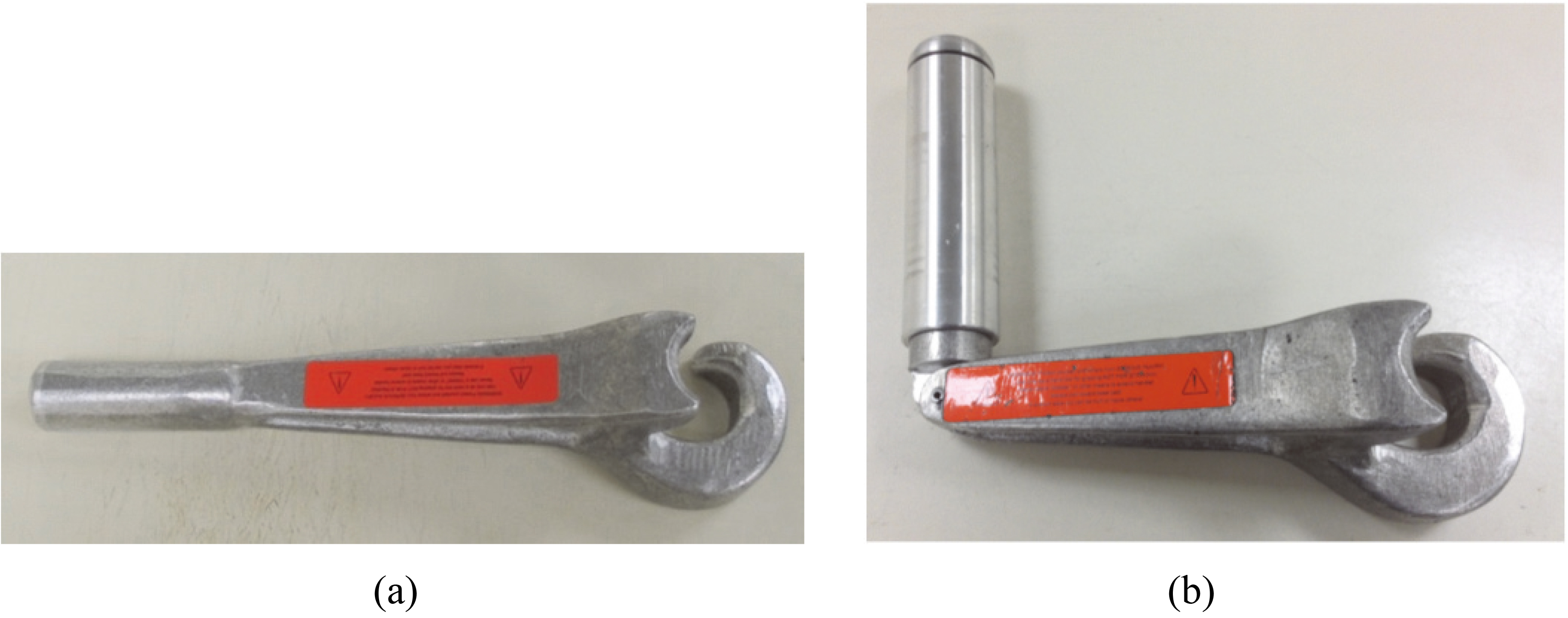 (a) Conventional valve-wrench; and (b) Ergonomically modified valve-wrench.