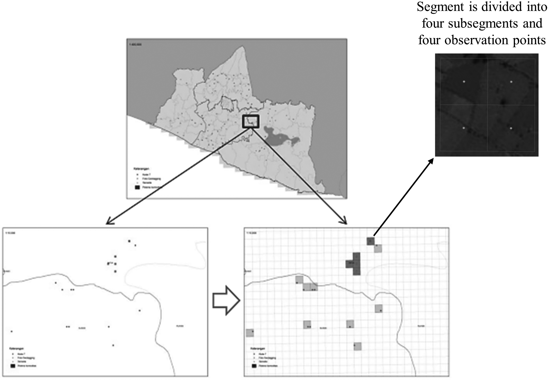 Illustration of overlay process of maize locations coordinates information into segment. Source: Statistics Indonesia (BPS).