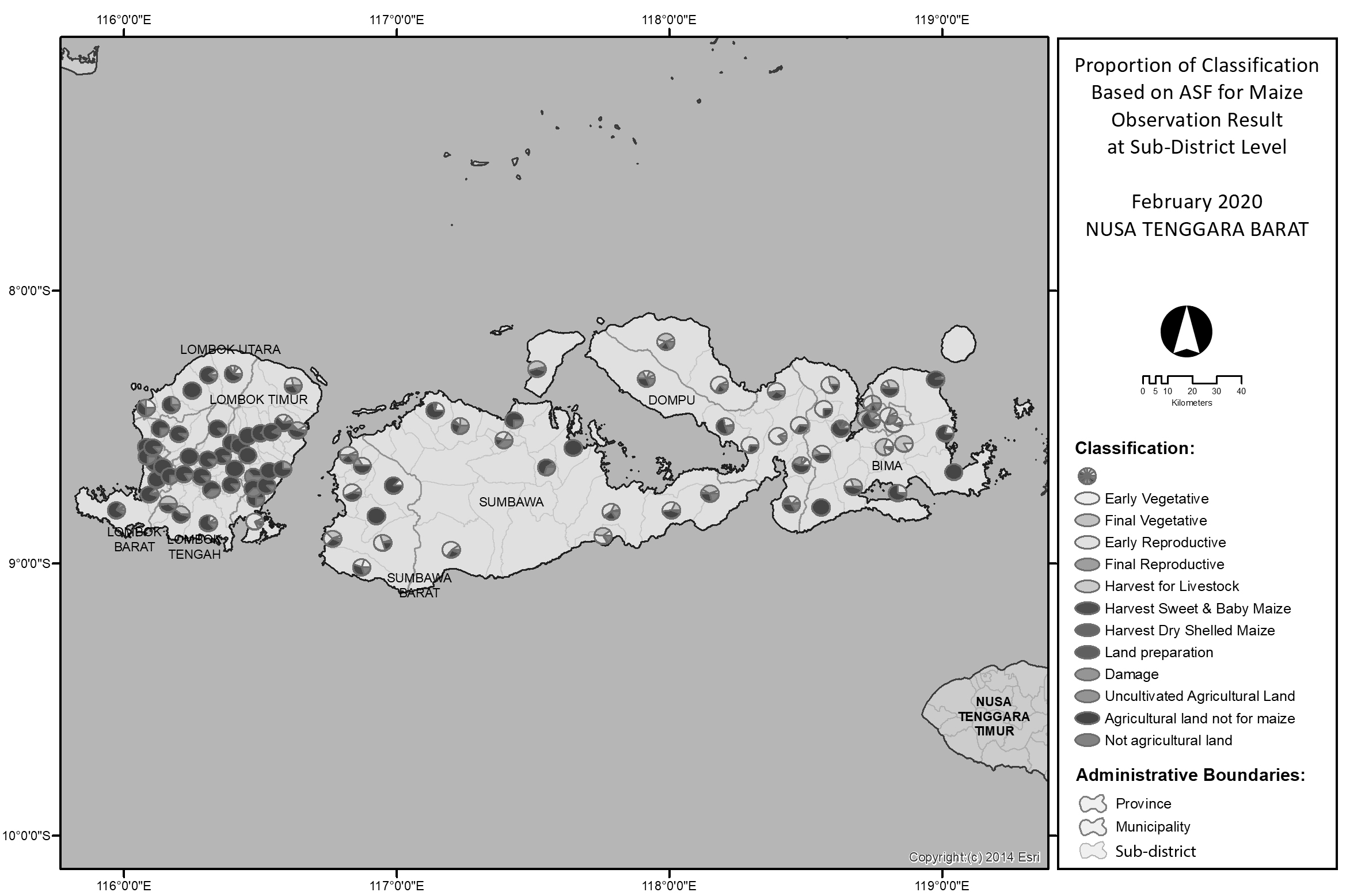 Example of spatial information provided for West Nusa Tenggara Province, February 2020.