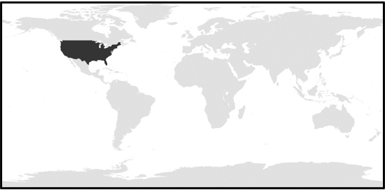 The contiguous US, highlighted in black.