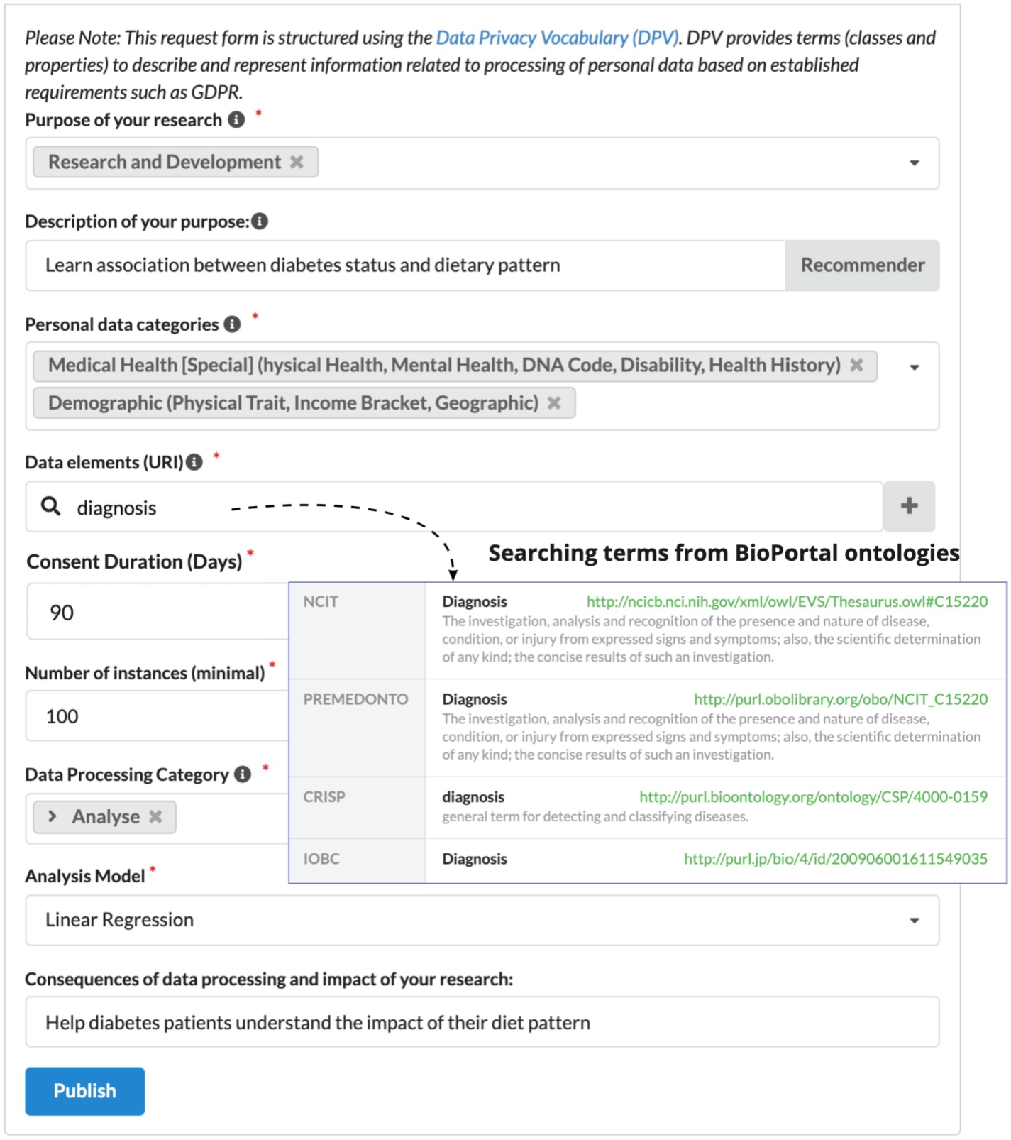 Participation request form on TIDAL.