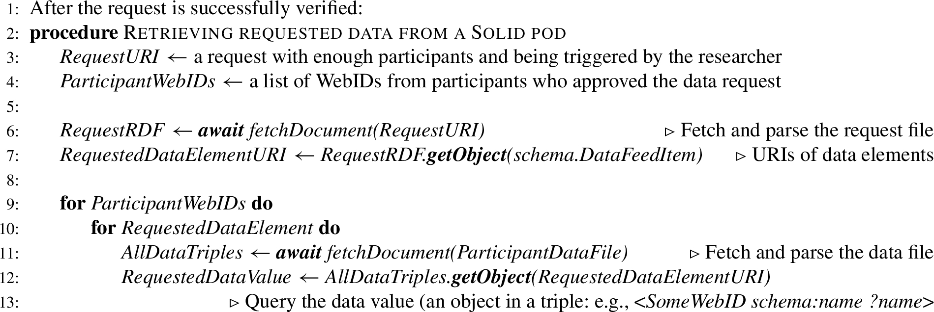 Accessing data elements from participants using TIDAL