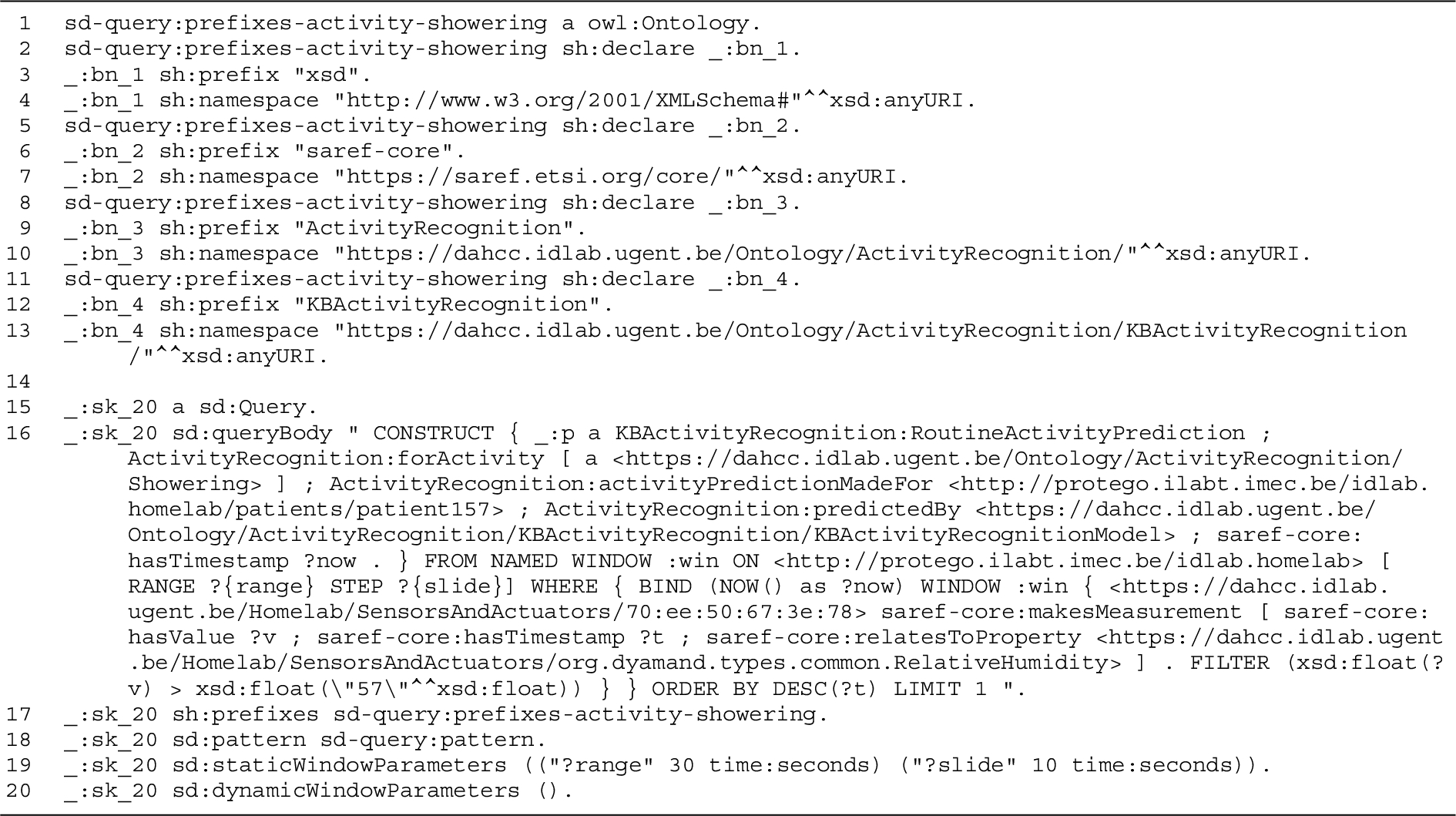 Output of the input variable substitution step of the DIVIDE query derivation, performed for the running example on the query extraction output presented in Listing 5. The substitution is done using the generic RSP-QL query body of the corresponding DIVIDE query presented in Listing 3.