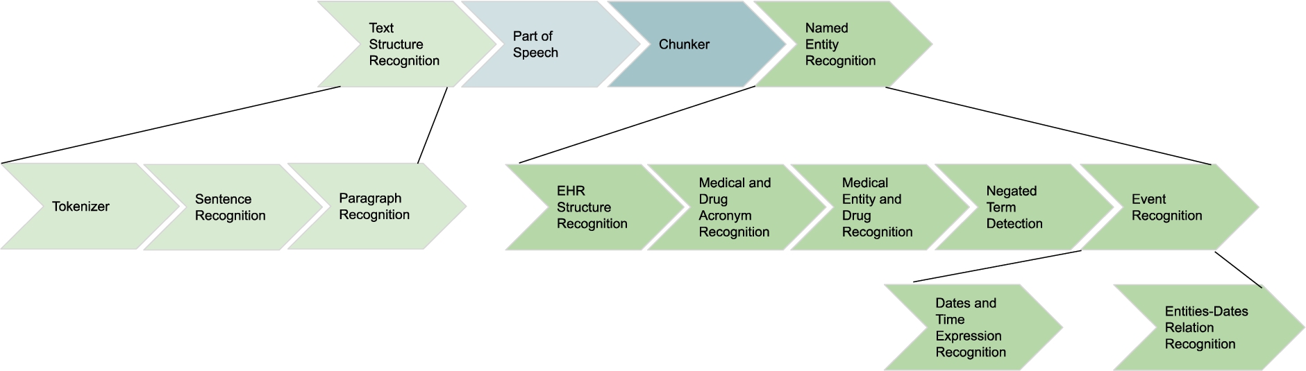 NLP pipeline for knowledge extraction in the clinical data ecosystem.