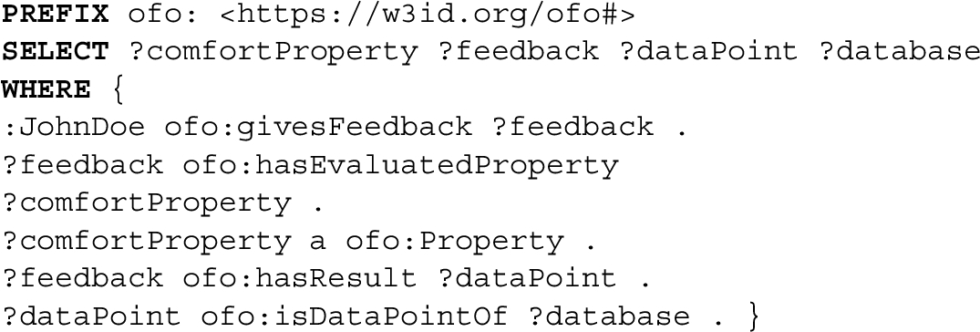Querying feedback on comfort properties and the related database