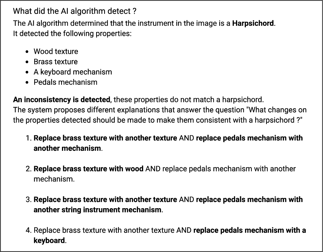 Description and the first four explanations of the first case of the survey.