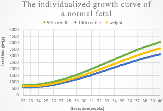 Schematic diagram of personalized fetal growth curve results of pregnant woman B.