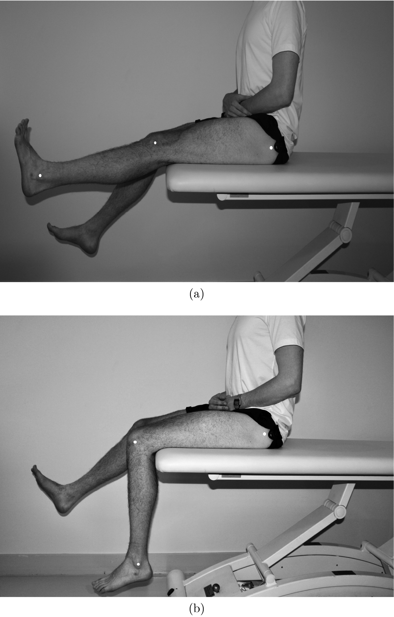 Knee angle reproduction test: a sitting, starting from extension; b sitting, starting from flexion.