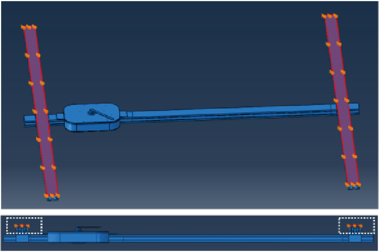 Simplified model of rail and turn-table parts orientation during structural analysis.