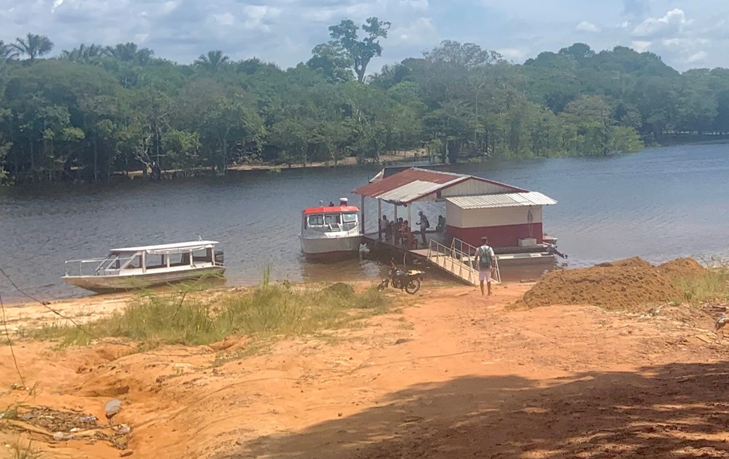 Water ambulance docked at mooring spot for the community of Fátima, located 30 min upriver from Manaus and one of the few communities with docking sites.