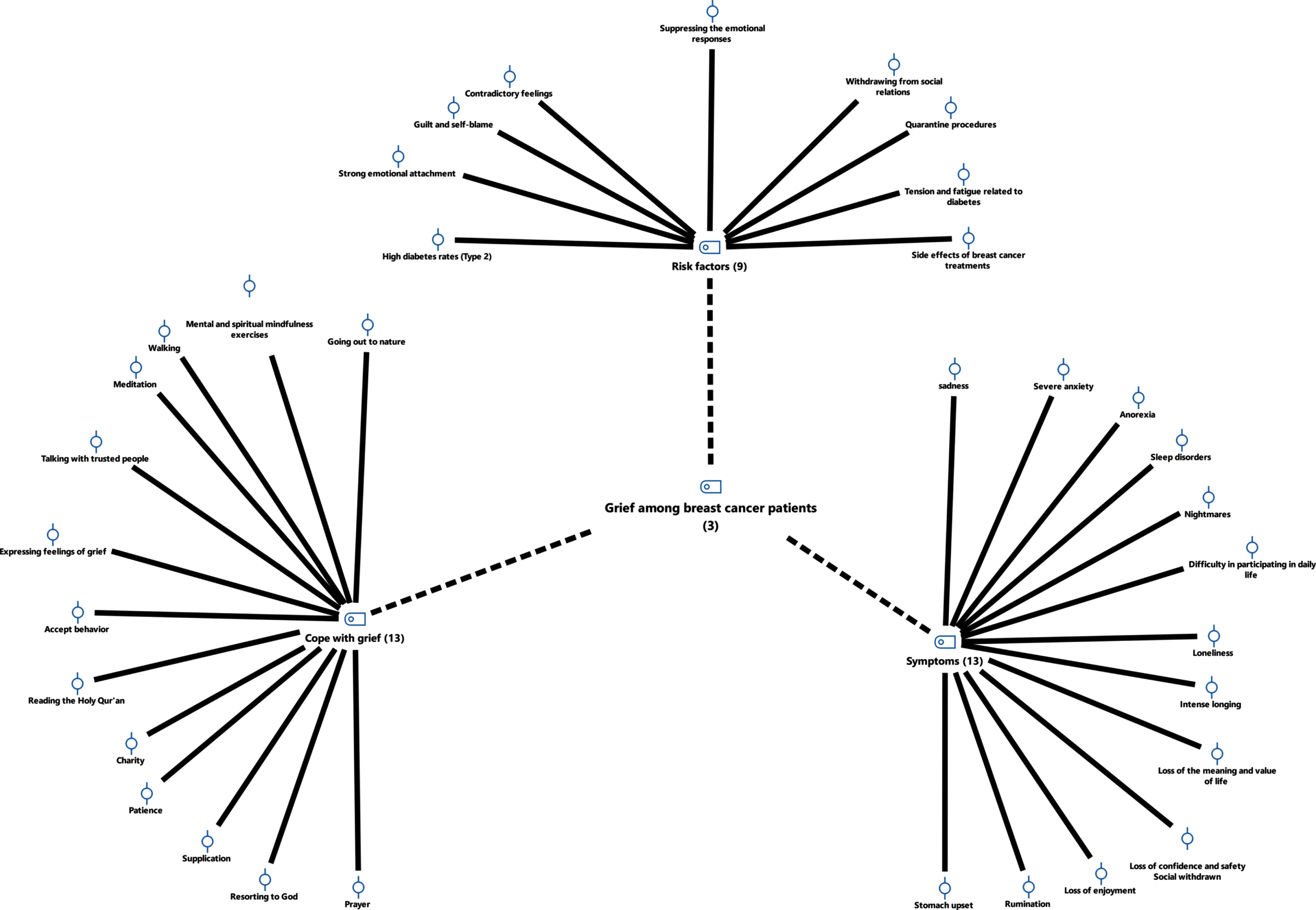 Code-subcodes-segments model for breast cancer grief patients, MAXQDA.